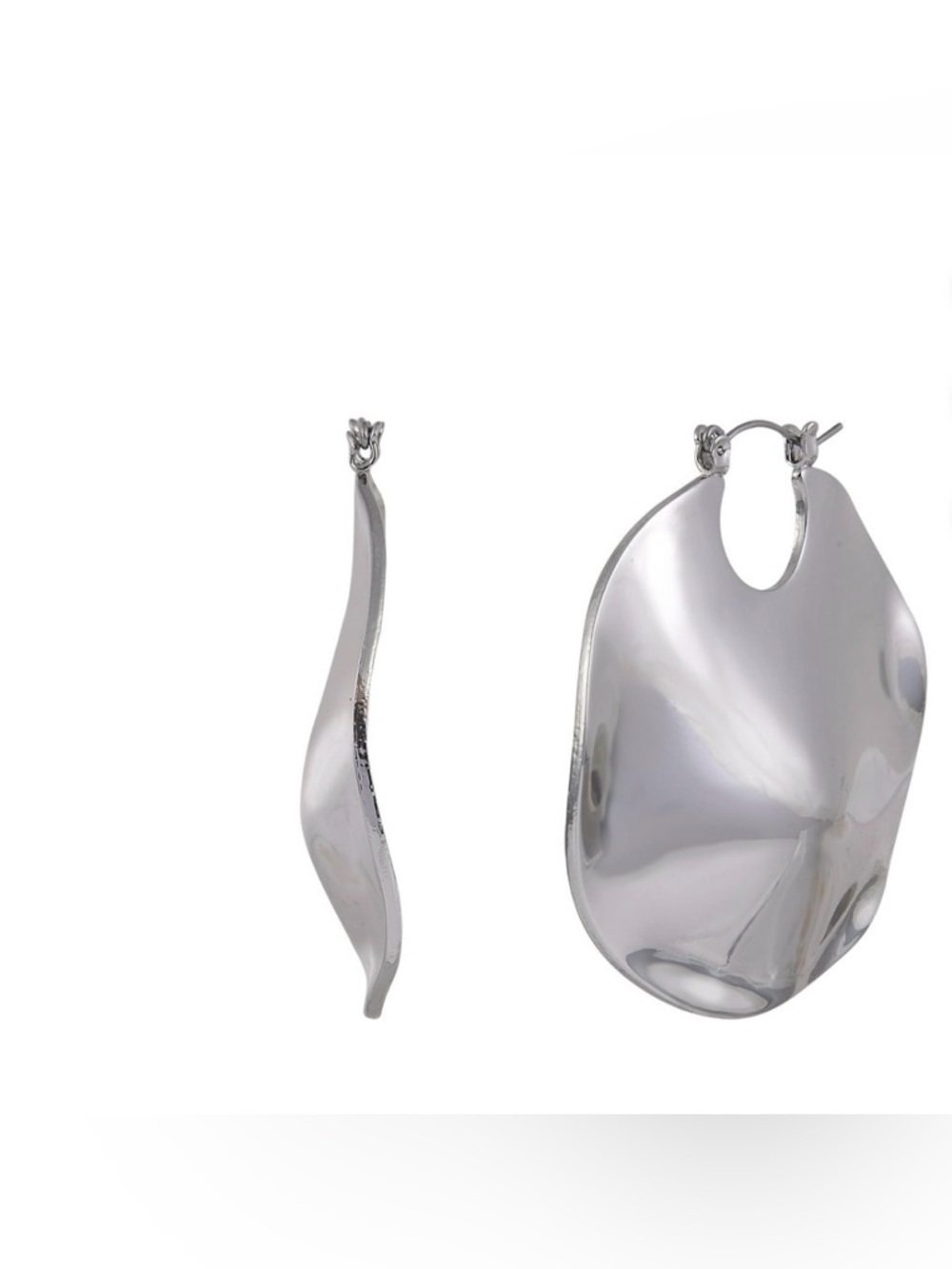 Time and Tru Wavy Silvertone Earrings